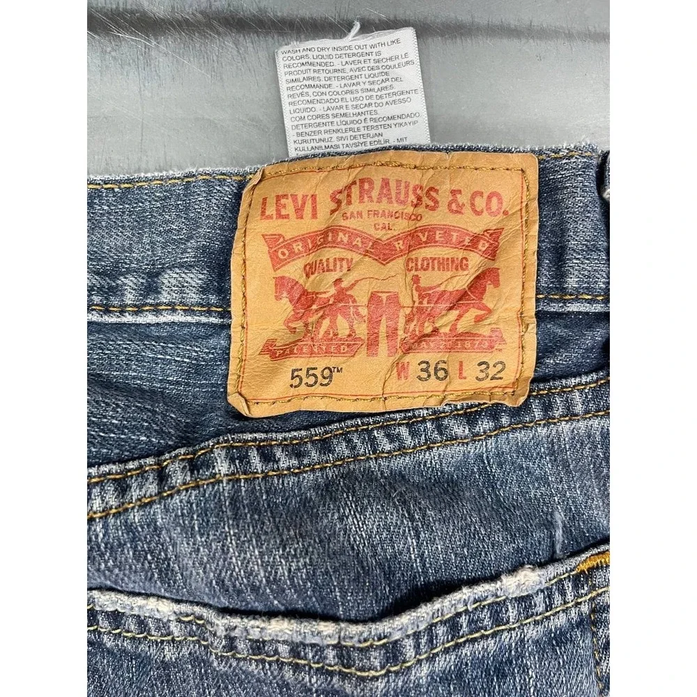 Levis‎ 559 Jeans Mens 36x32 Blue Medium Wash Denim Relaxed Straight
